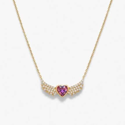 Collier Cœur Ange Violet