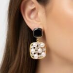 Boucles carrées noires à perles – Image 2